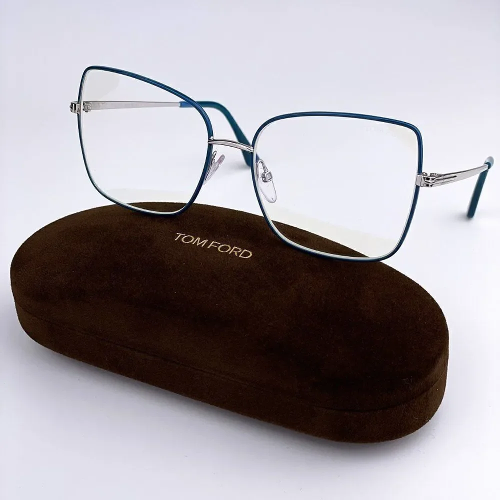 SALE! NEW TOM FORD FT5613-B 098 Butterfly Blue Block Metal Women Eyeglasses